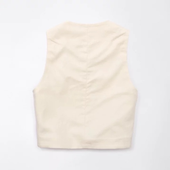 American Eagle Linen-Blend Button Vest Top Beige Size M Style 1383-3500 - Picture 4 of 10